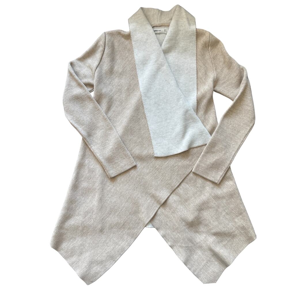 Zara Women's Knitted Waterfall Cardigan Beige Size small